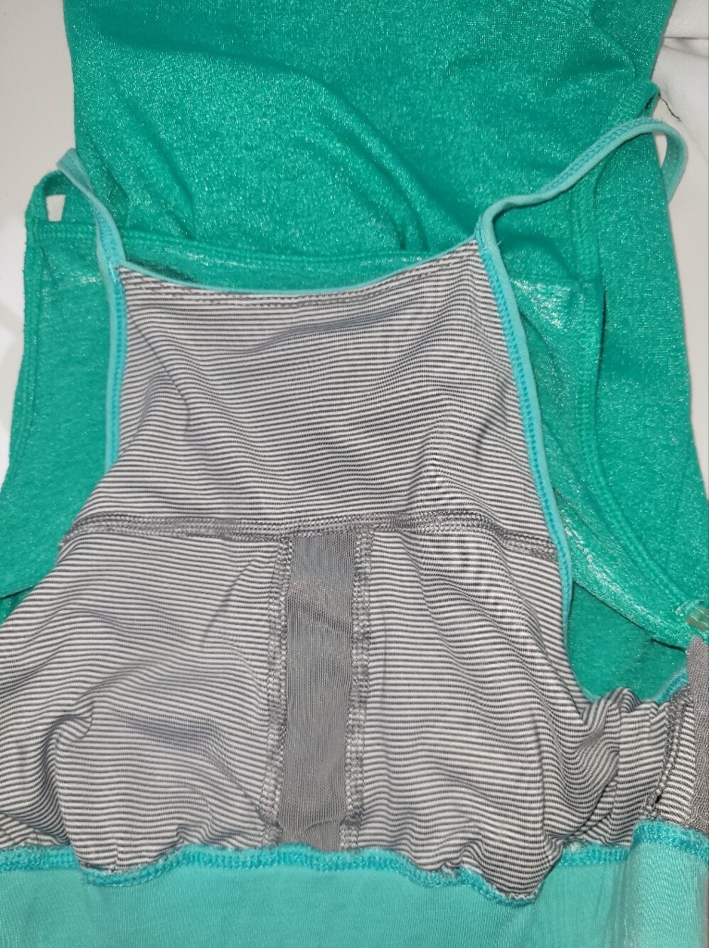 Lolë Emerald Green Glitter Strappy Tank Top Asymmetrical Hem XS - Picture 10 of 13